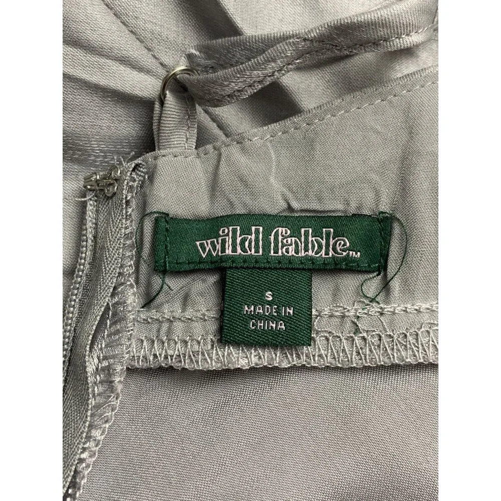 Wild Fable Gray Iridescent Satin Maxi Dress Adjustable Spaghetti Strap Small - Picture 11 of 12